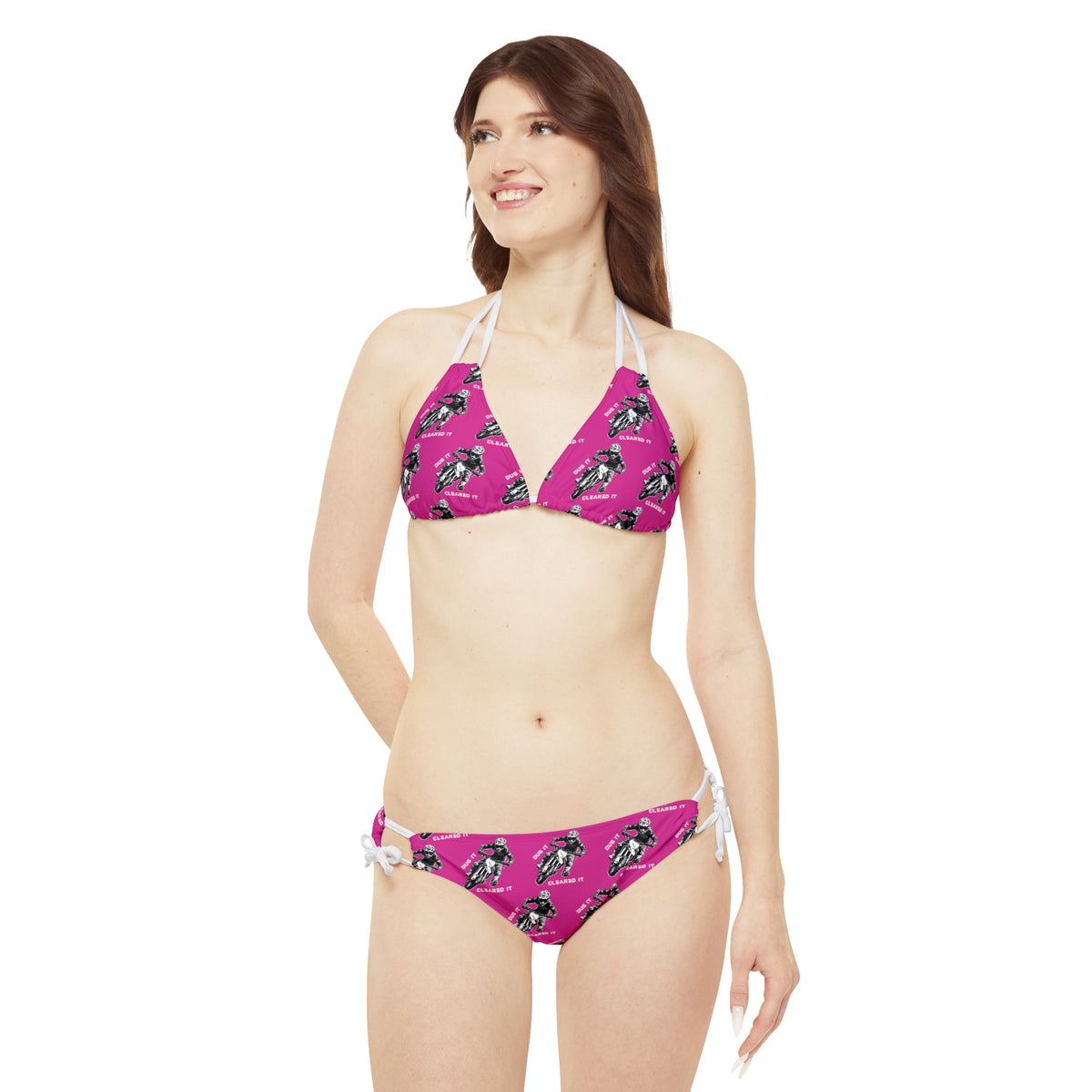 Dirtbike Motocross "Dug it Cleared It" Pink Strappy Bikini Set
