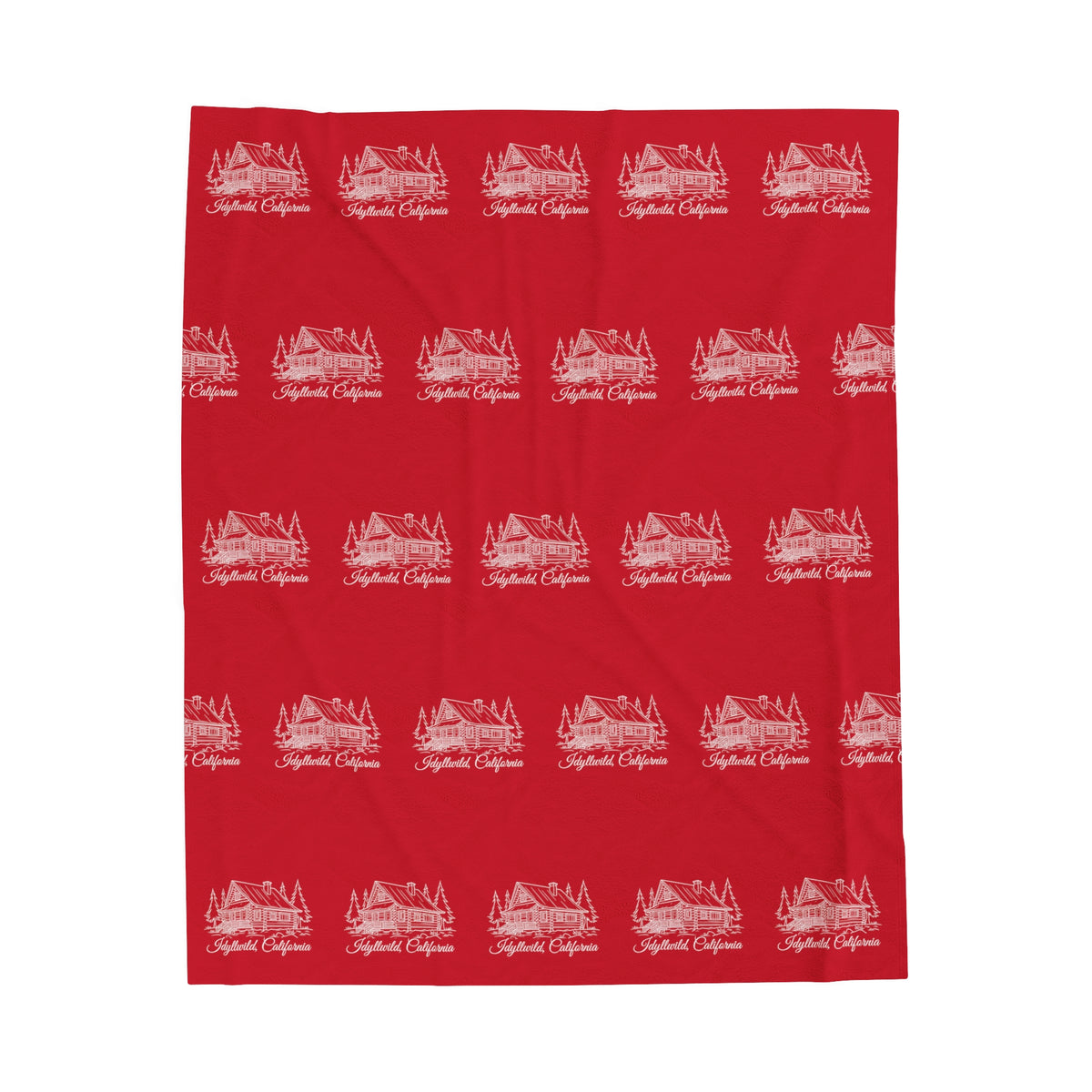 Velveteen Plush Blanket Idyllwild Log Cabin Pattern Red