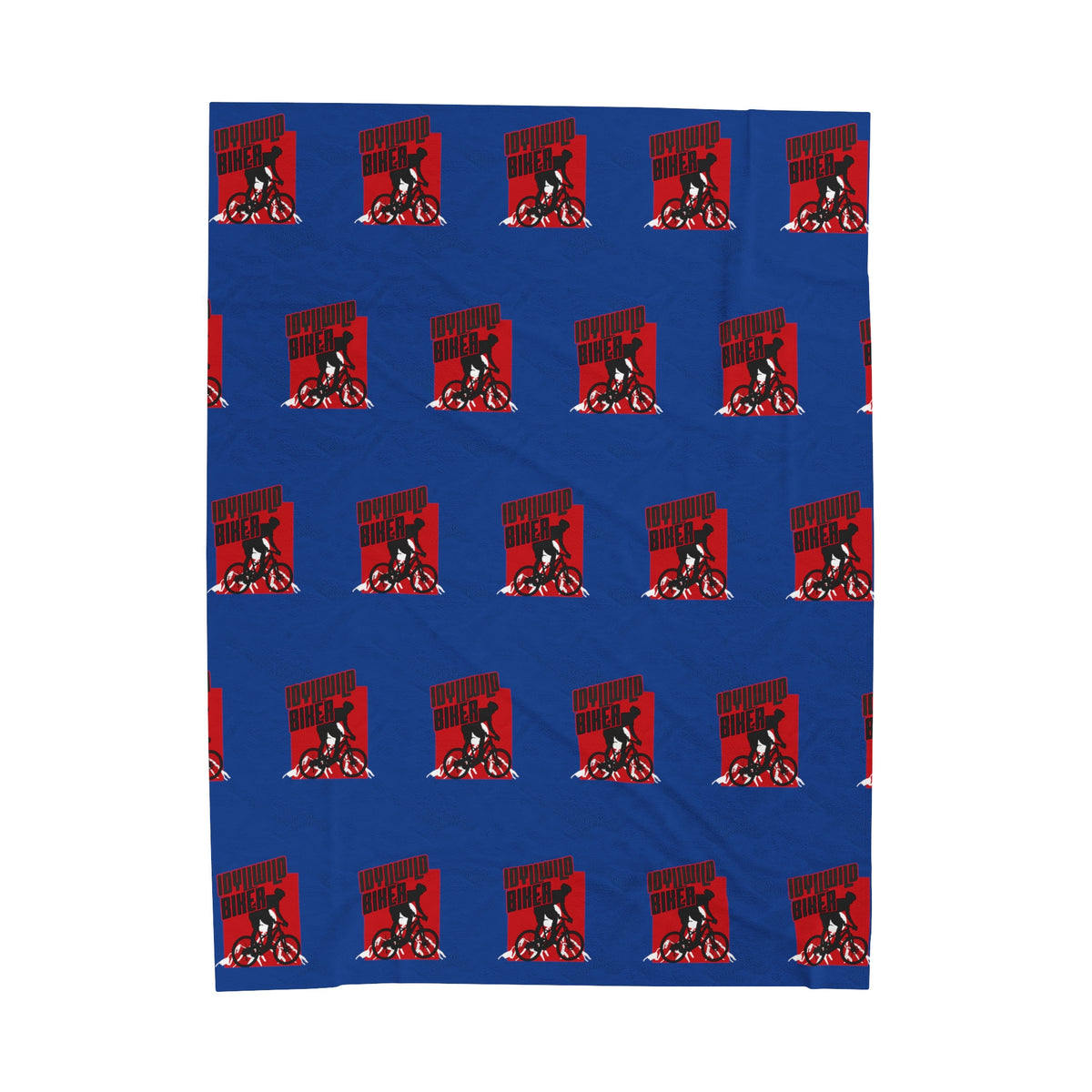 Velveteen Plush Blanket Idyllwild Biker Pattern Blue