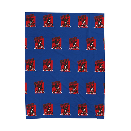 Velveteen Plush Blanket Idyllwild Biker Pattern Blue