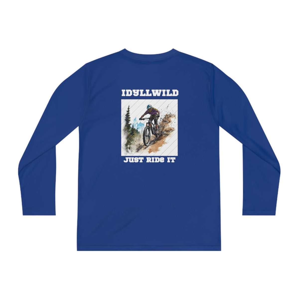 =Idyllwild Mountain Biking Square Youth Long Sleeve Competitor Tee