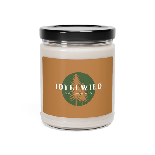 Scented Soy Candle, 9oz Idyllwild Green Pine Badge Tan Label