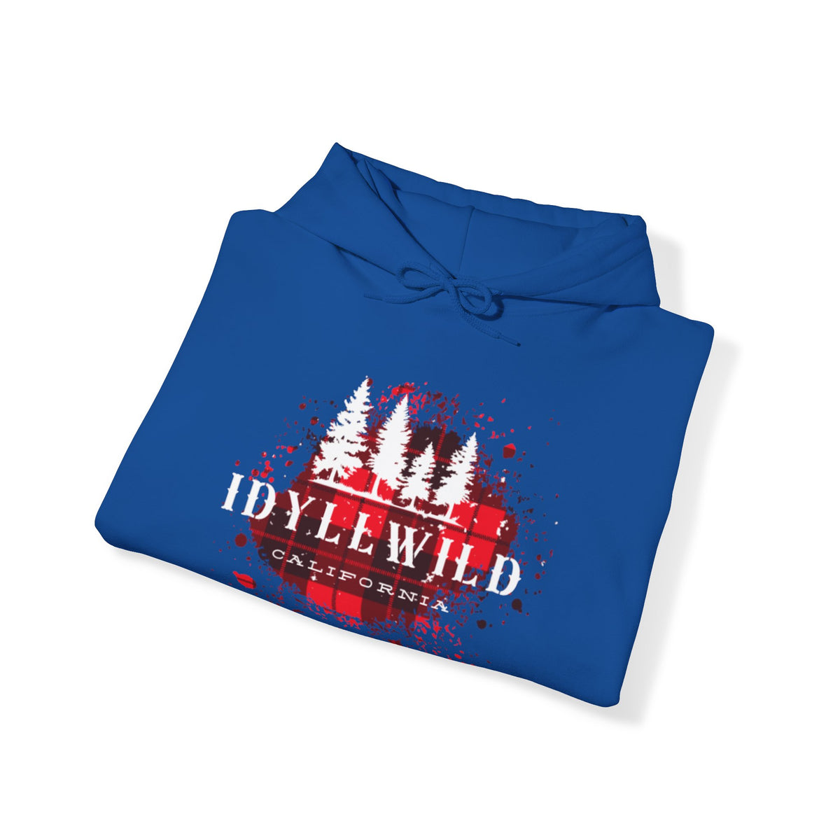 Unisex Heavy Blend™ Hooded Sweatshirt Idyllwild California Red Buffalo Plaid White Pine