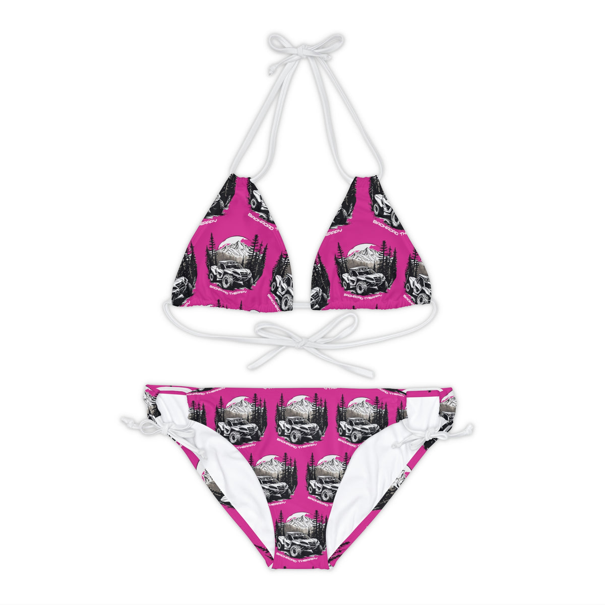 Can Am Strappy Pink Bikini Set