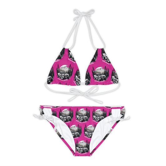 Can Am Strappy Pink Bikini Set