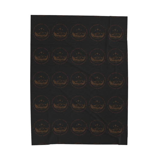Velveteen Plush Blanket PCT through Idyllwild Tan Pattern Black