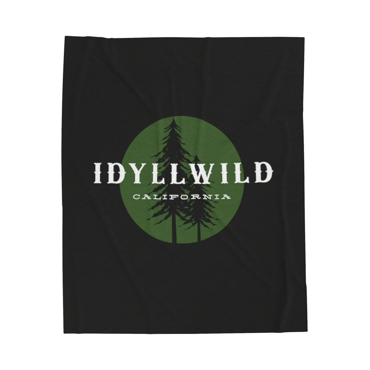 Velveteen Plush Blanket Idyllwild Green Pine Badge Black