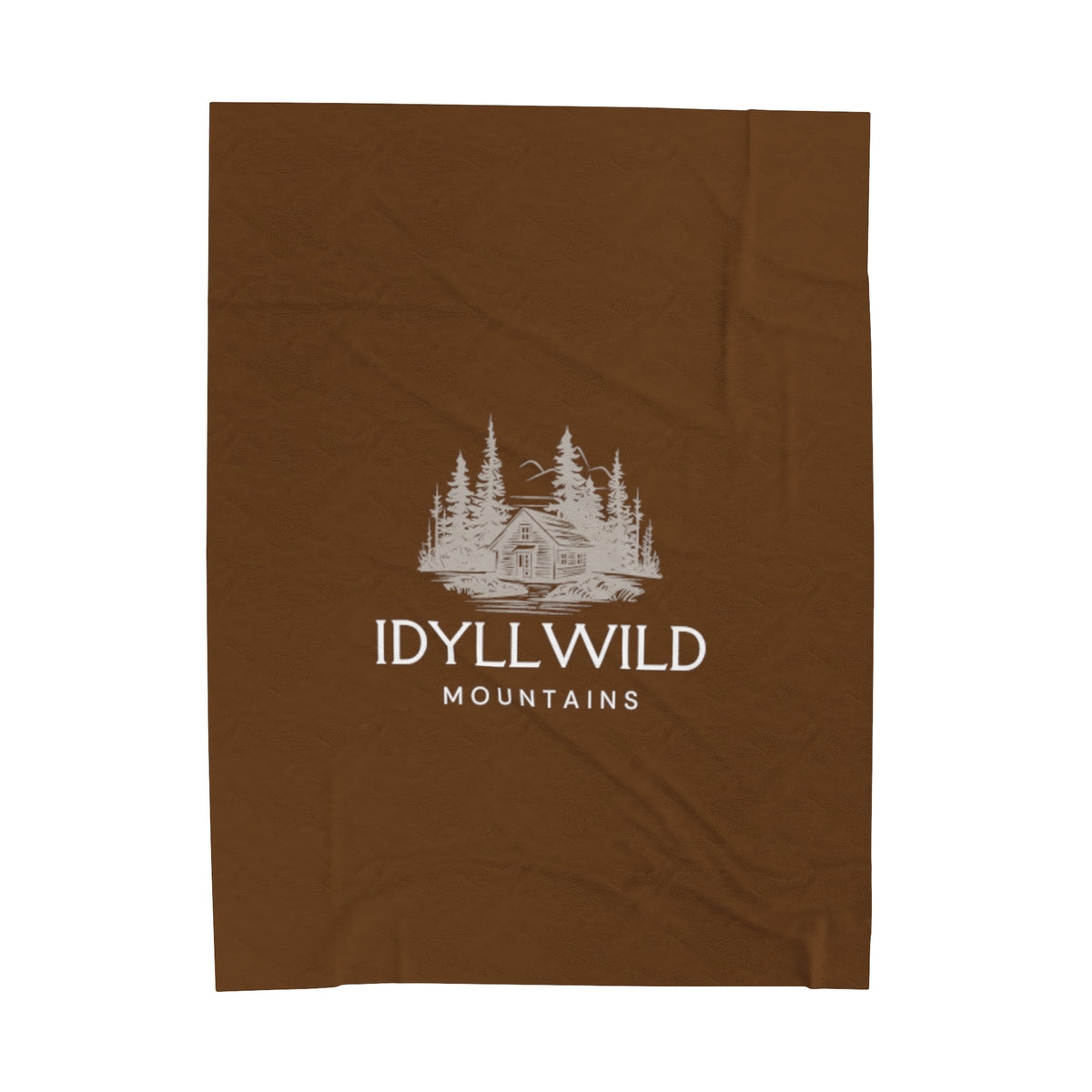 Velveteen Plush Blanket Idyllwild Mountains Cabin Brown