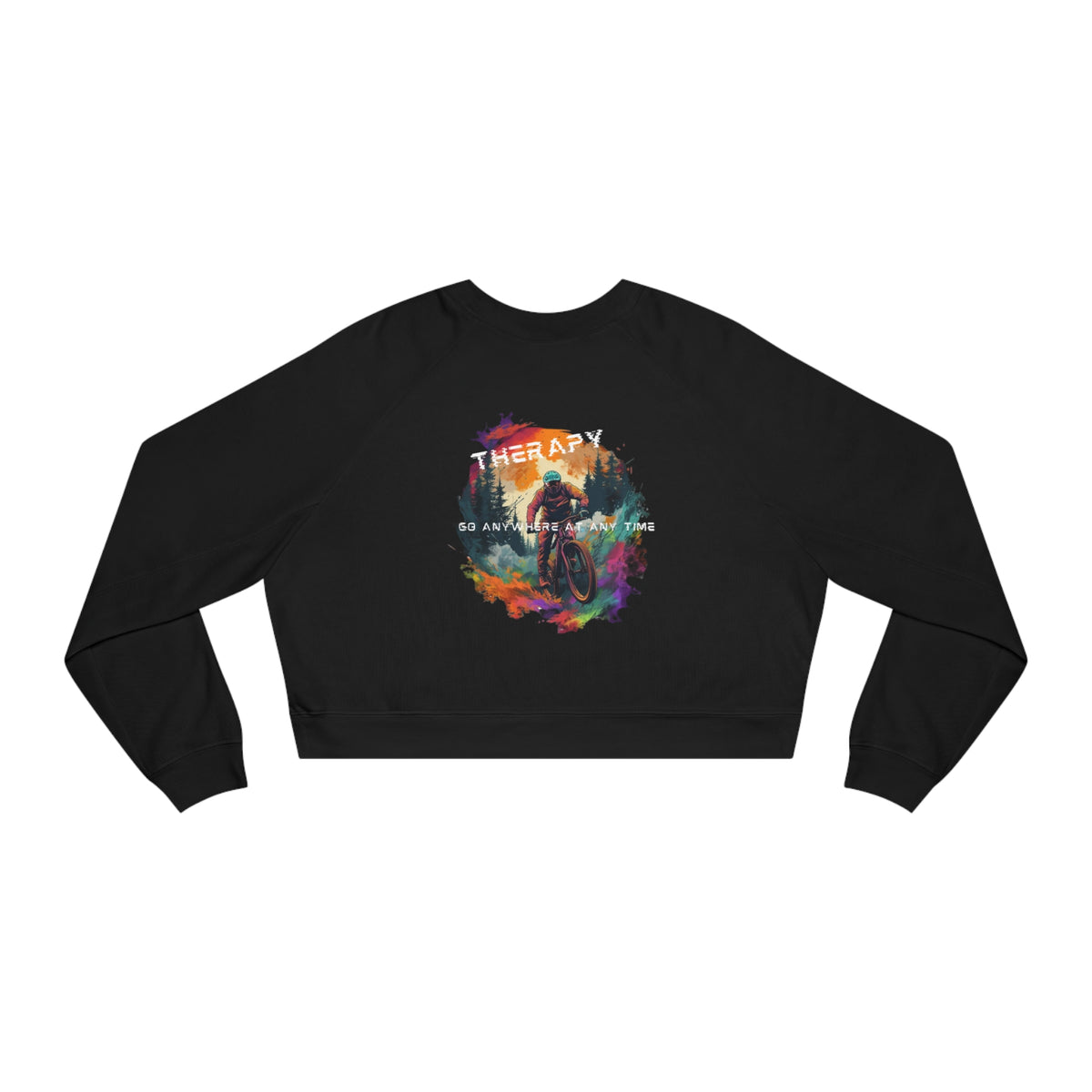Mountain Biking is Therapy Cropped Fleece Pullover