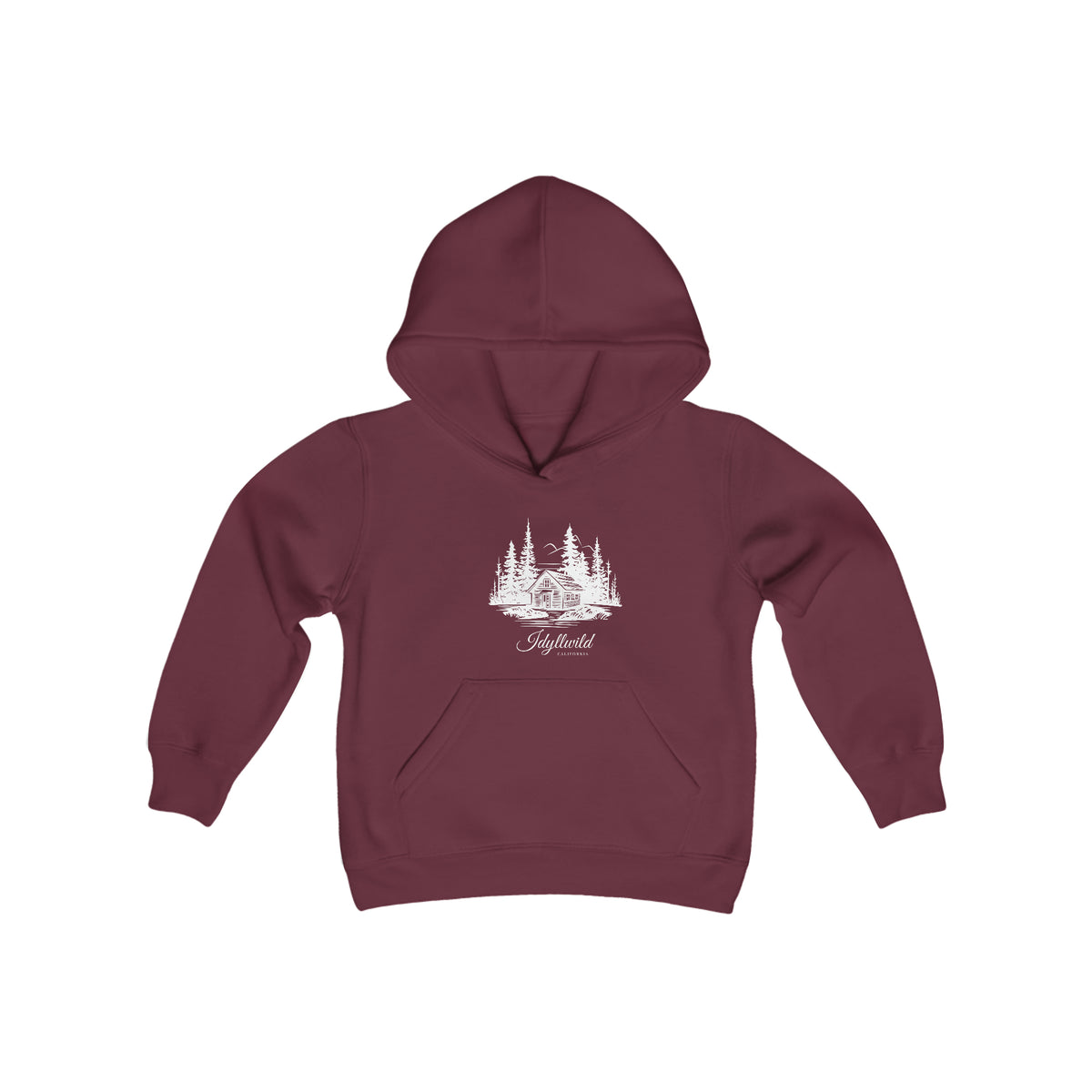 Youth Heavy Blend Hooded Sweatshirt Idyllwild Cabin