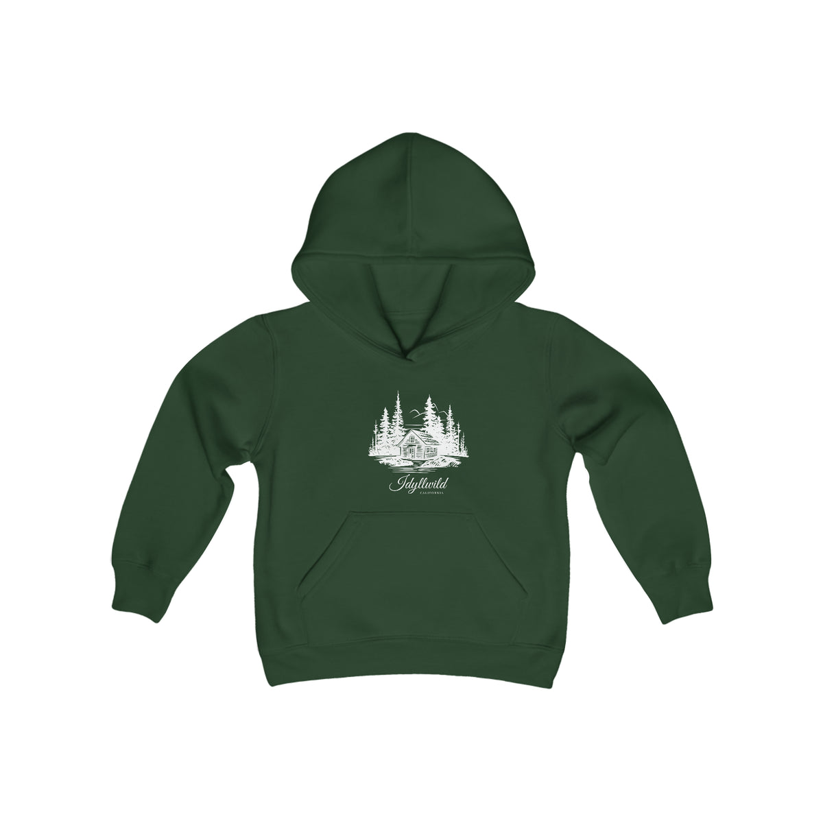 Youth Heavy Blend Hooded Sweatshirt Idyllwild Cabin
