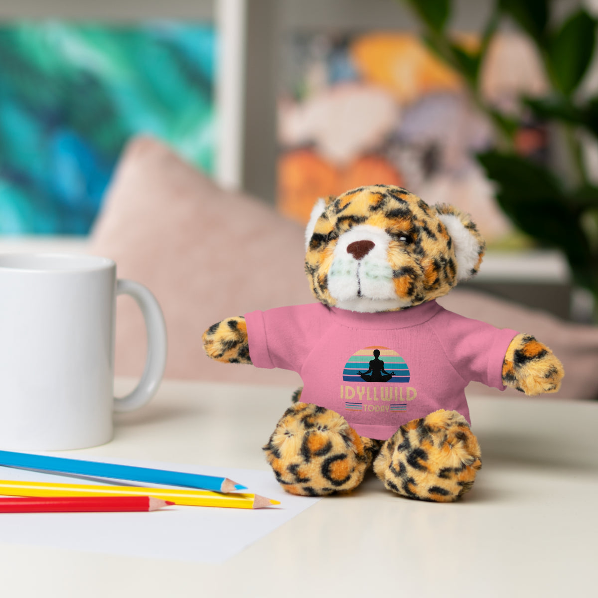Stuffed Animals with Tee Idyllwild Yoga Day