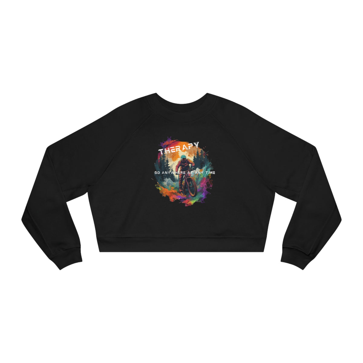 Mountain Biking is Therapy Cropped Fleece Pullover