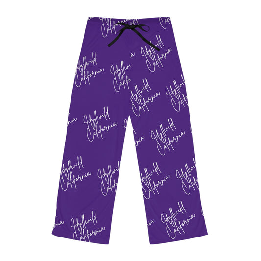 Women's Pajama Pants (AOP) Idyllwild California Script Purple