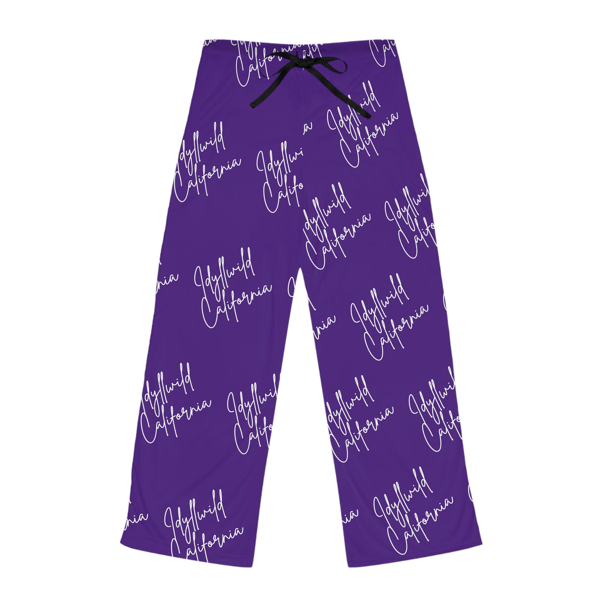 Women's Pajama Pants (AOP) Idyllwild California Script Purple