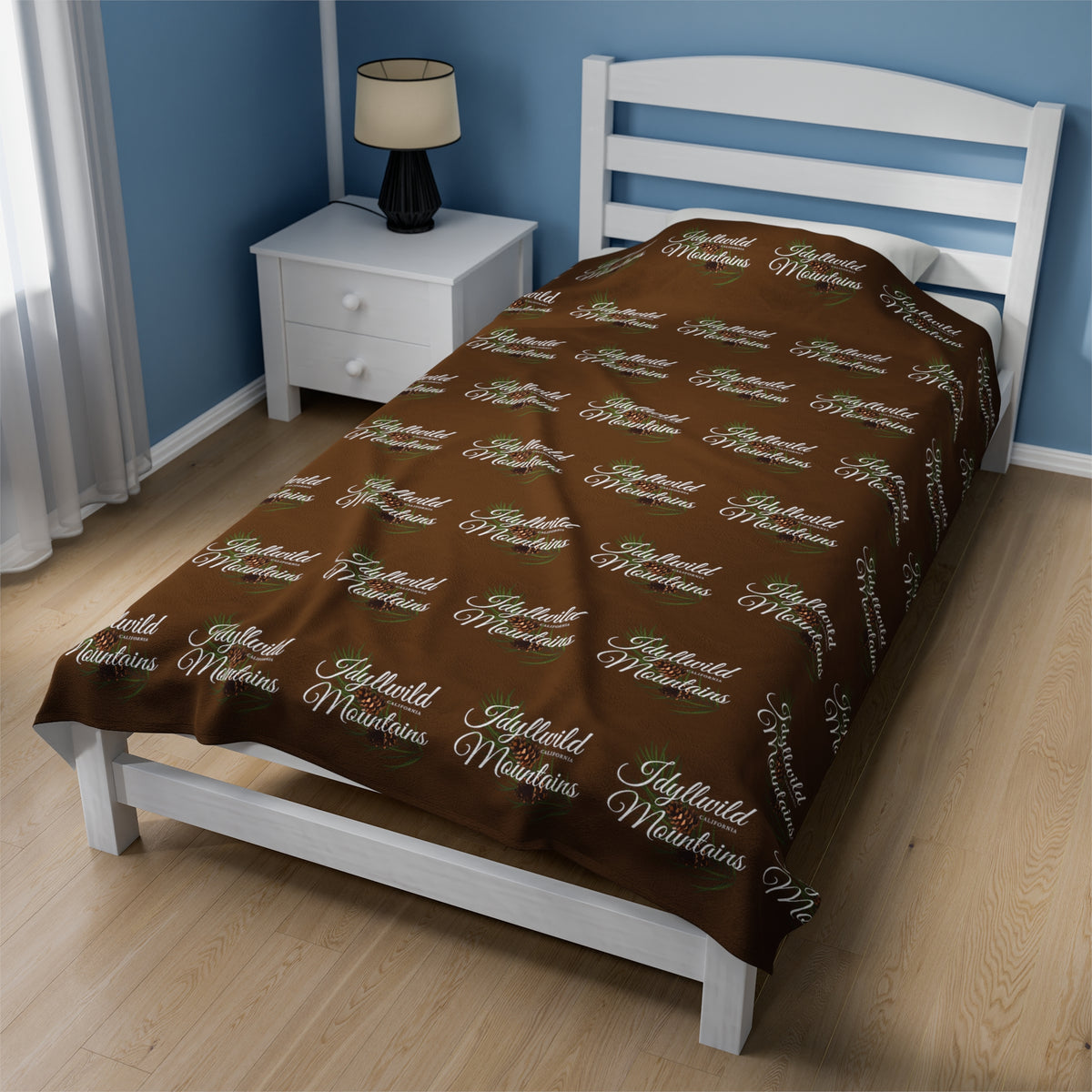 Velveteen Plush Blanket Idyllwild Classy Coneback Pattern Brown