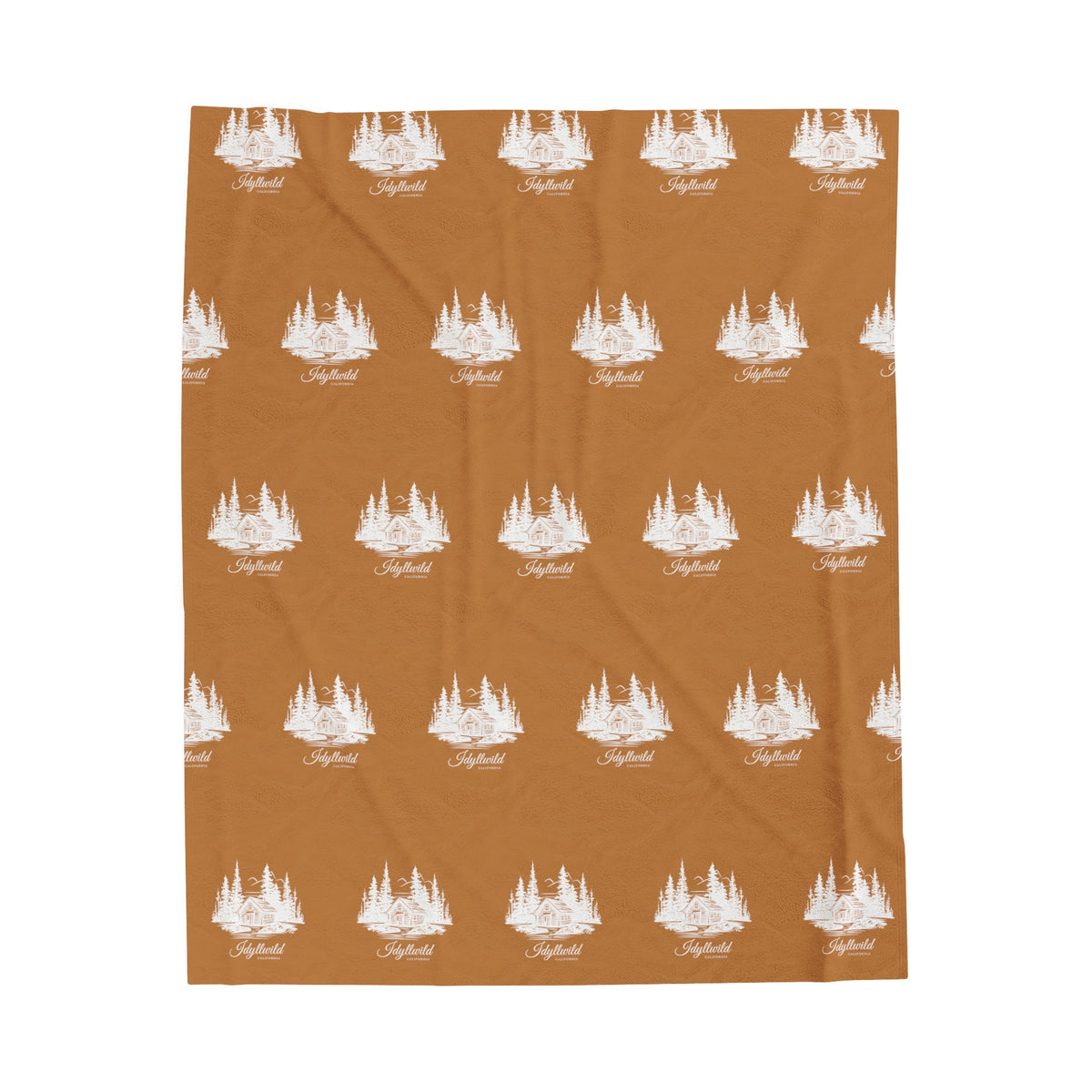 Velveteen Plush Blanket Idyllwild Classy Cabin Pattern Tan