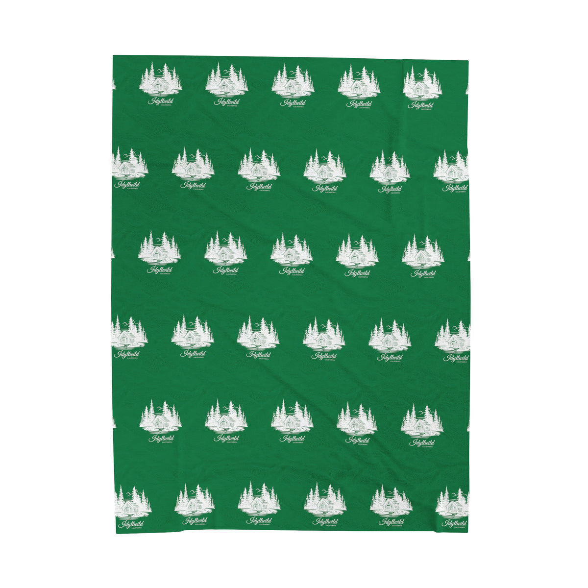 Velveteen Plush Blanket Idyllwild Classy Cabin in the Woods Pattern Green
