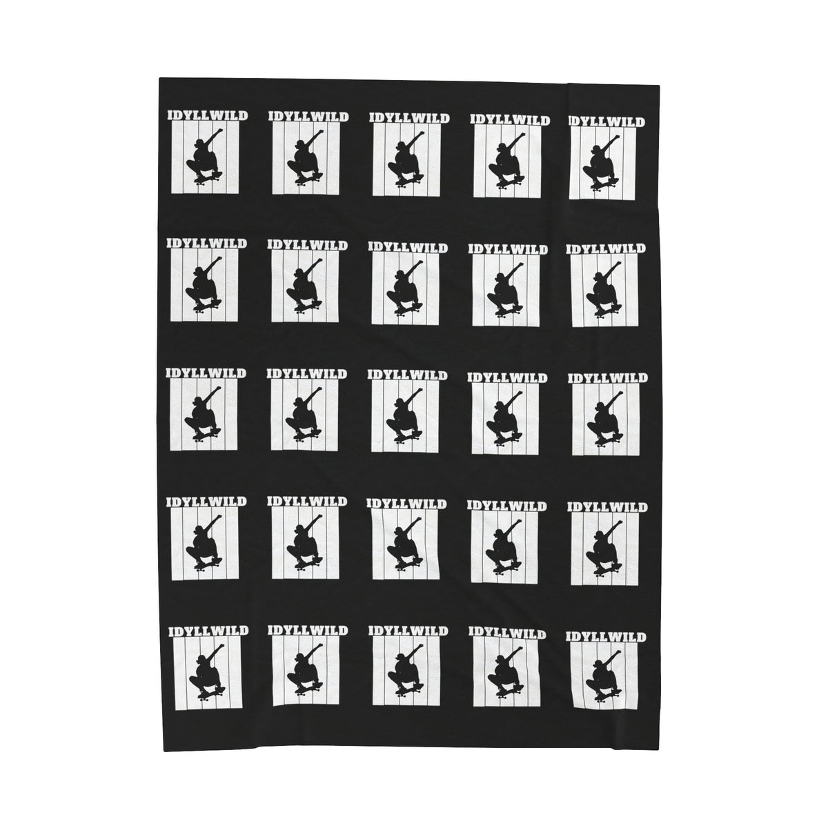 Velveteen Plush Blanket Skate Idyllwild Black Pattern