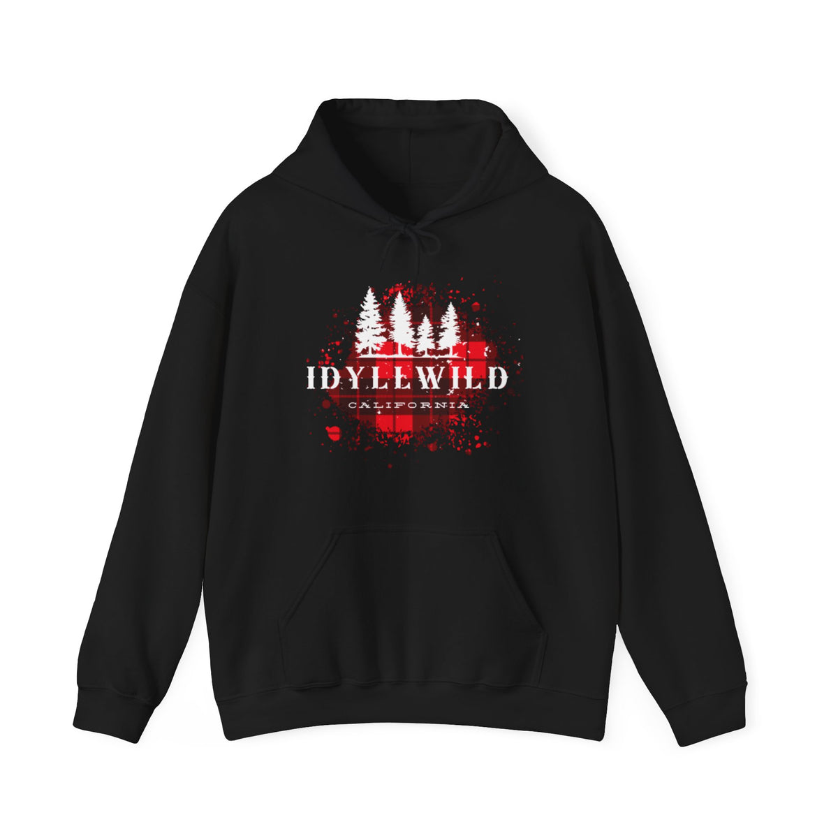 Unisex Heavy Blend™ Hooded Sweatshirt Idyllwild California Red Buffalo Plaid White Pine