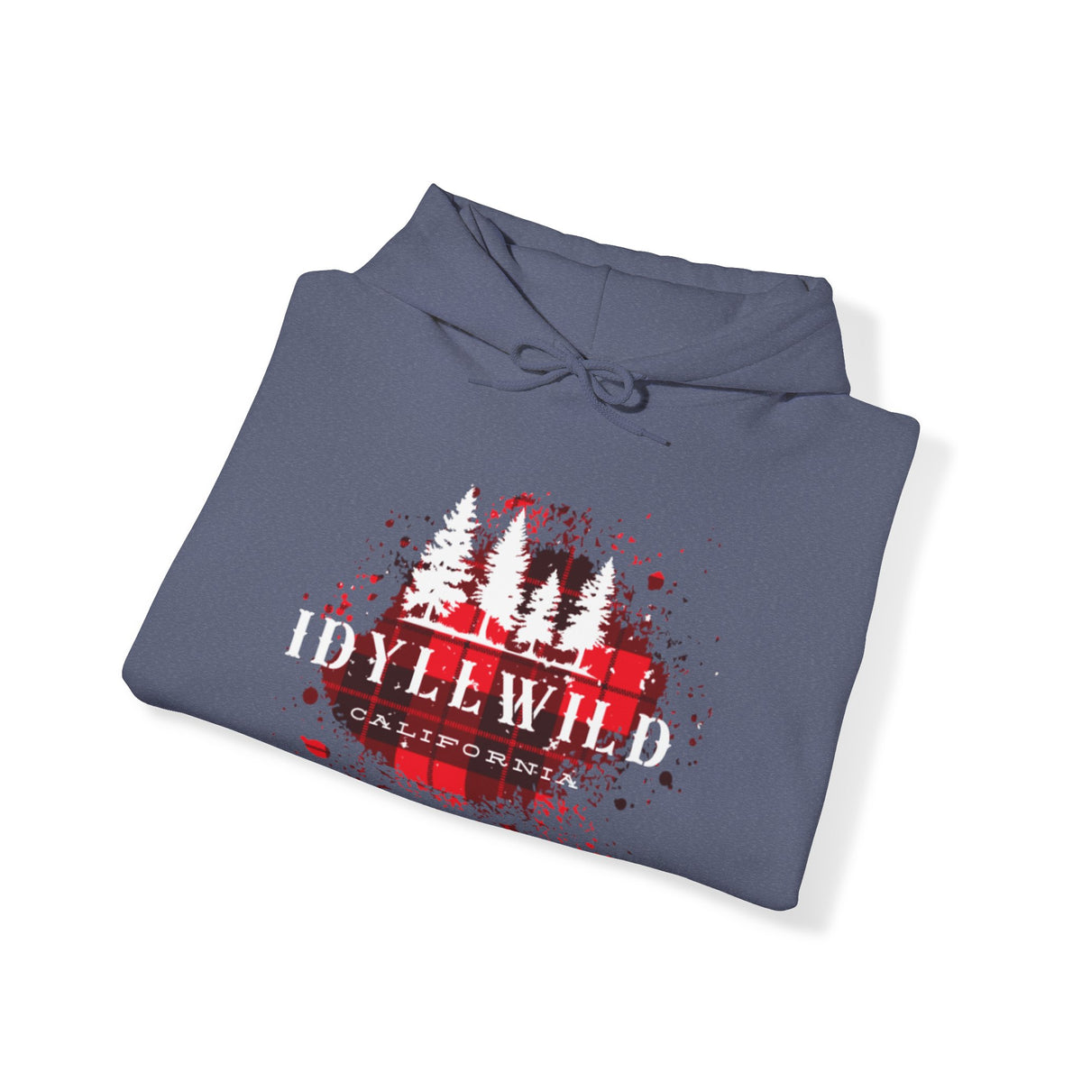 Unisex Heavy Blend™ Hooded Sweatshirt Idyllwild California Red Buffalo Plaid White Pine