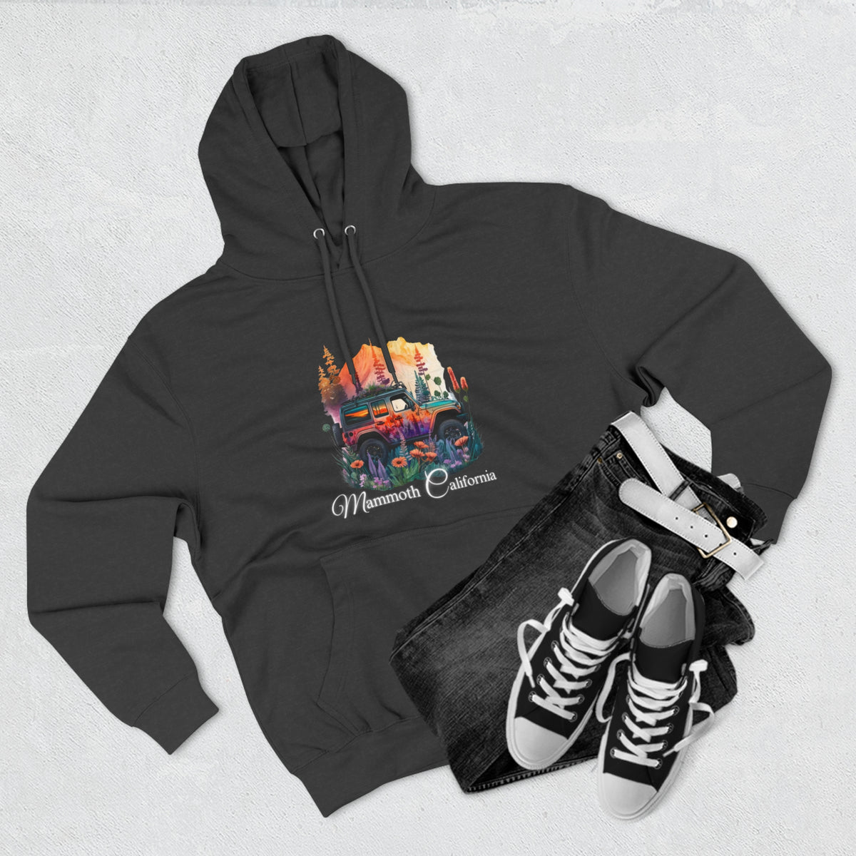 Mammoth California Jeep Floral Hoodie