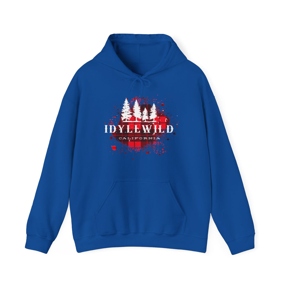 Unisex Heavy Blend™ Hooded Sweatshirt Idyllwild California Red Buffalo Plaid White Pine