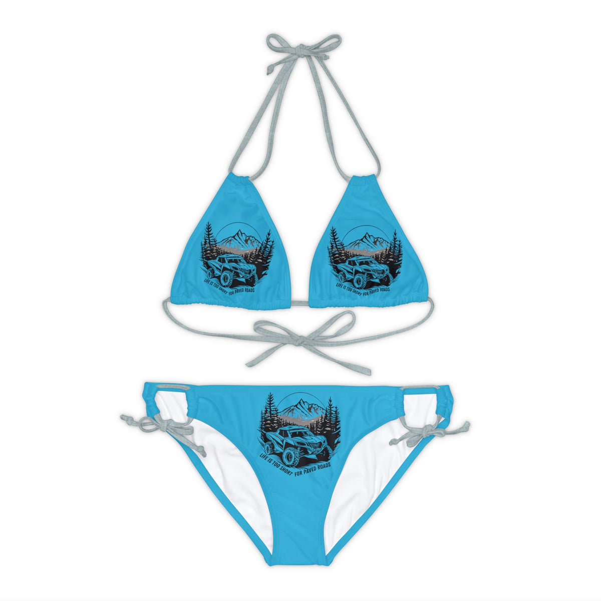 Can Am Strappy Turquoise Bikini Set