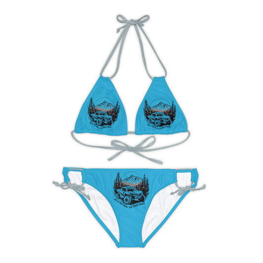 Can Am Strappy Turquoise Bikini Set