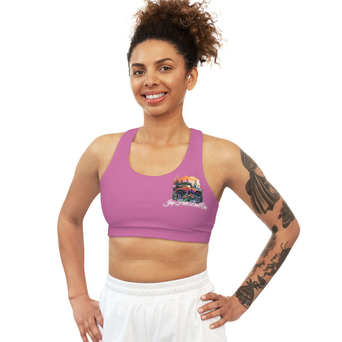 Jeep Hair Don't Care Pink Sports Bra