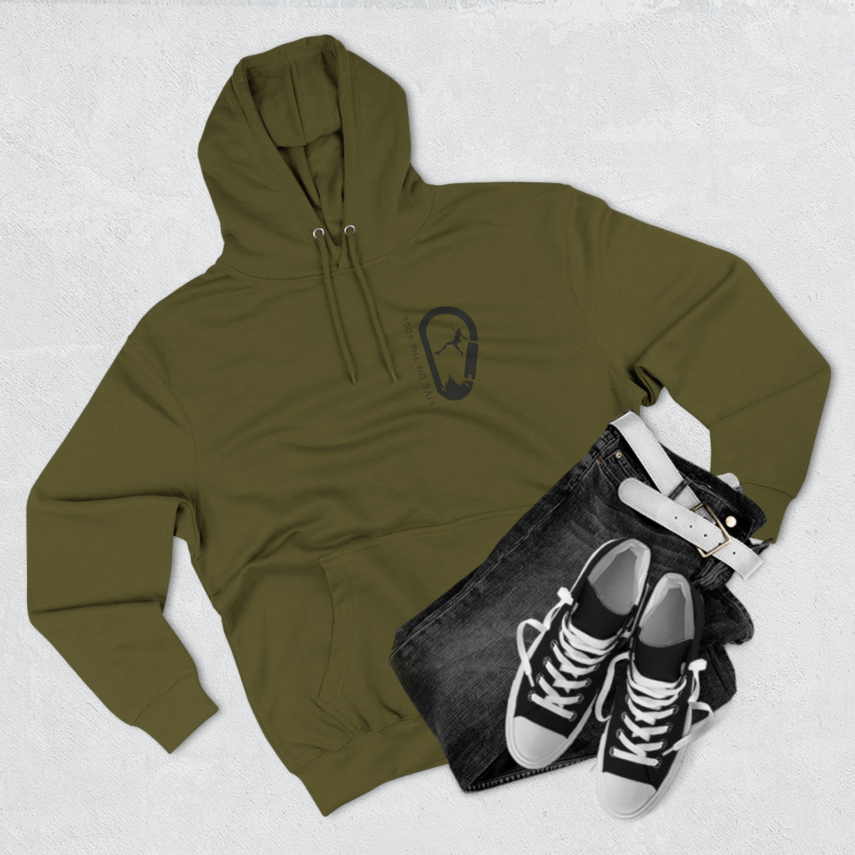 "Live on the Edge" Rock Climbing Hook Hoodie