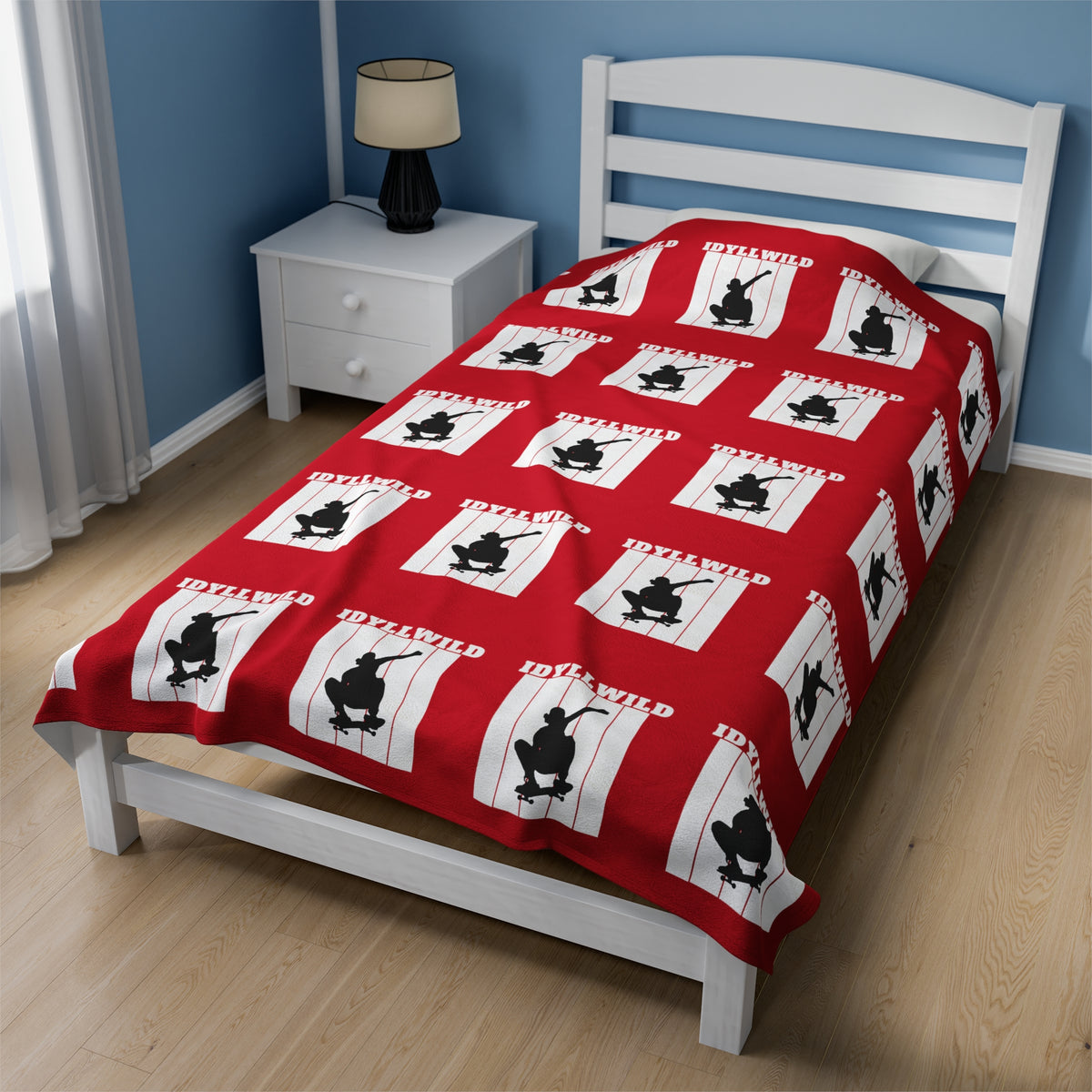 Velveteen Plush Blanket Skate Idyllwild Red Pattern