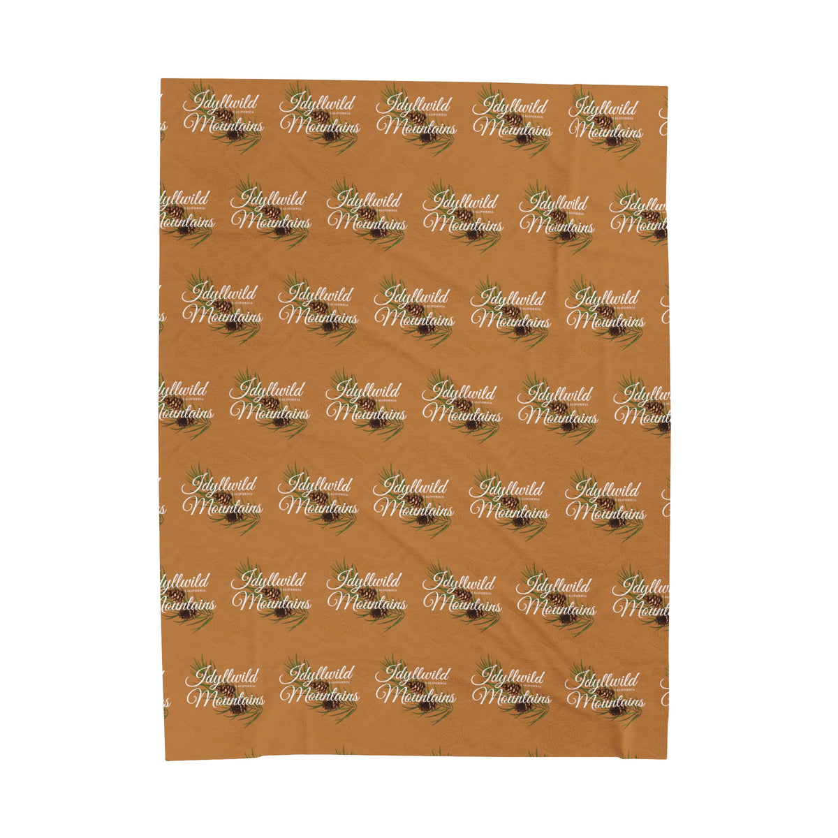 Velveteen Plush Blanket Idyllwild Mountains Classy Coneback Pattern Tan