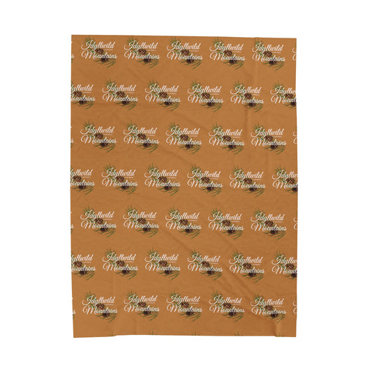 Velveteen Plush Blanket Idyllwild Mountains Classy Coneback Pattern Tan