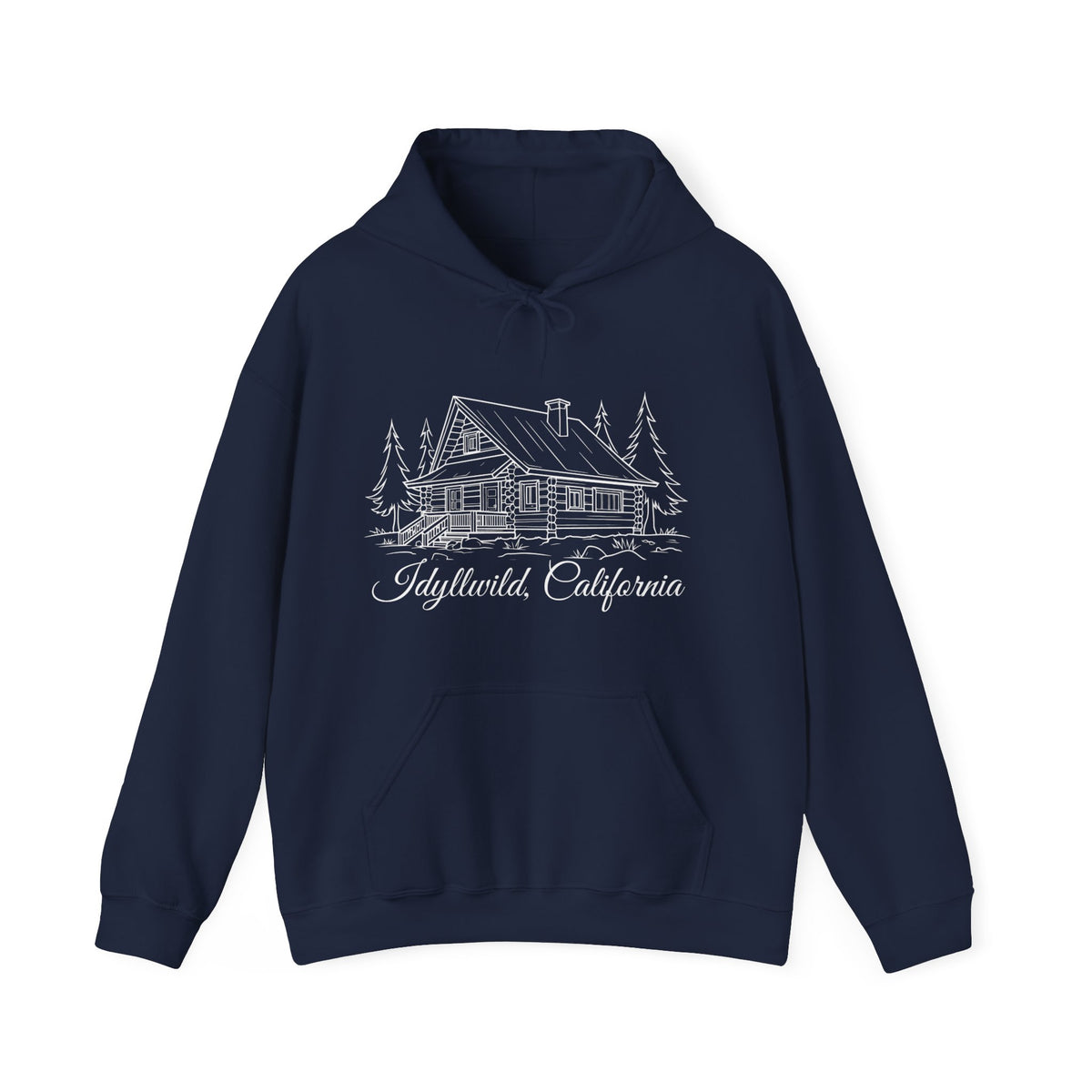 Unisex Heavy Blend™ Hooded Sweatshirt Idyllwild California Big Cabin Sketch