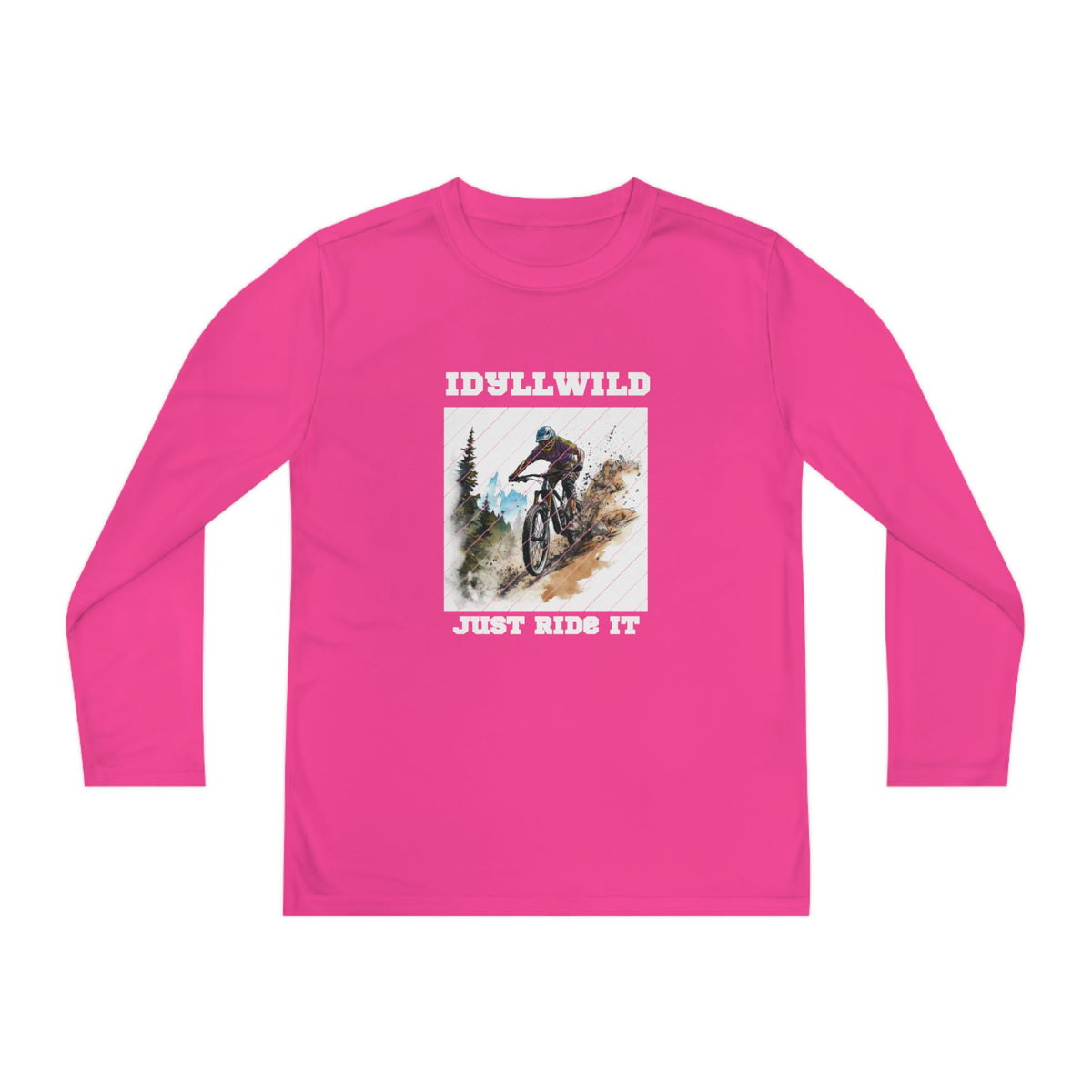 =Idyllwild Mountain Biking Square Youth Long Sleeve Competitor Tee