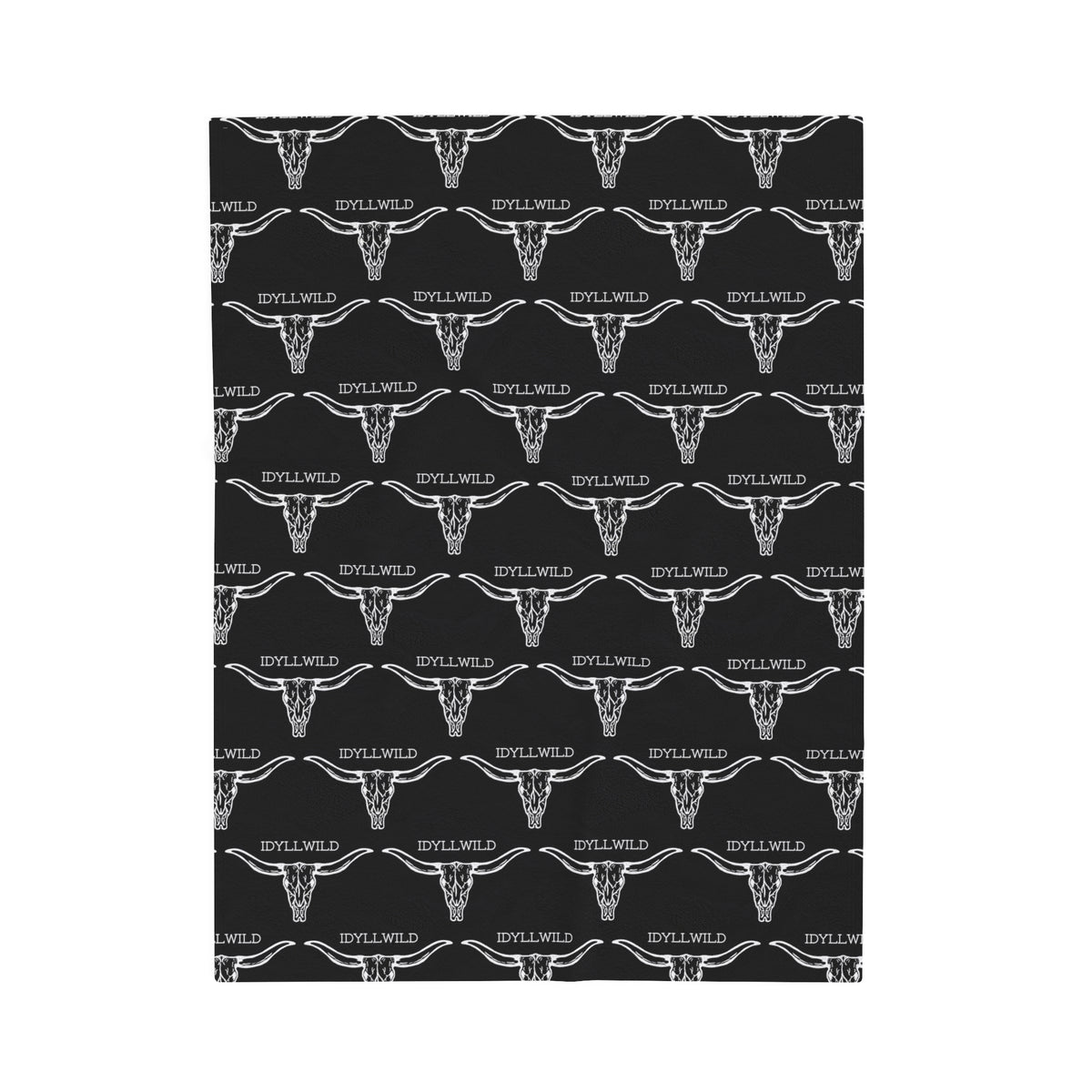 Velveteen Plush Blanket Idyllwild Longhorn Pattern Black
