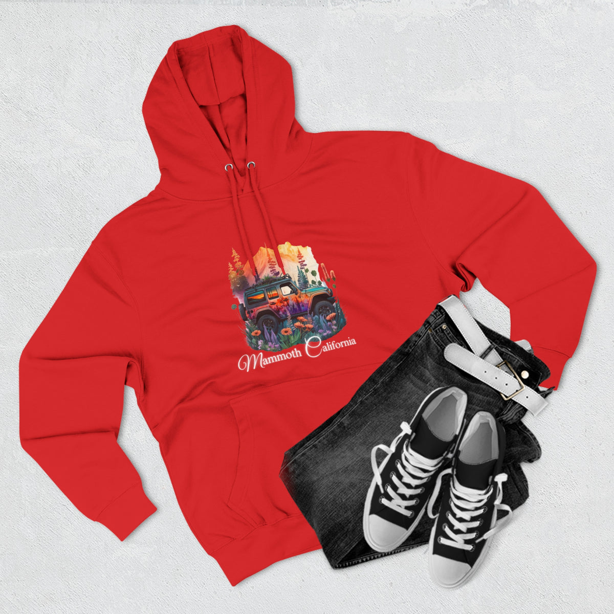 Mammoth California Jeep Floral Hoodie