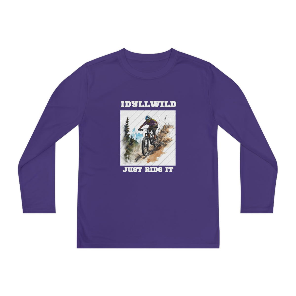 =Idyllwild Mountain Biking Square Youth Long Sleeve Competitor Tee