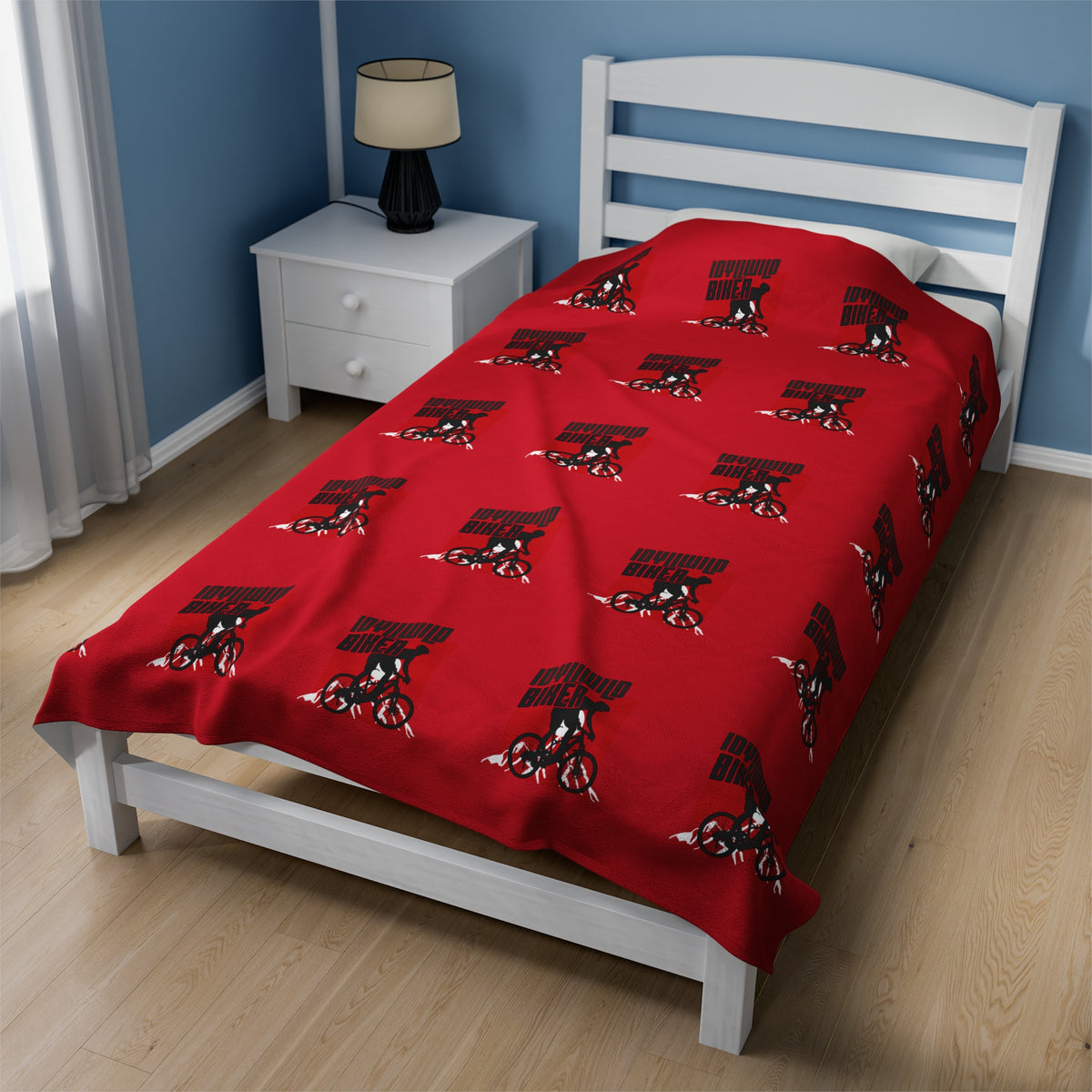 Velveteen Plush Blanket Idyllwild Biker Pattern Red