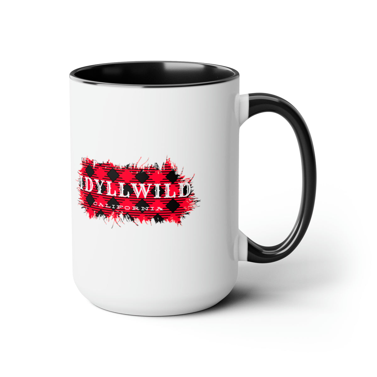 Two-Tone Coffee Mugs, 15oz Idyllwild Red Buffalo Plaid