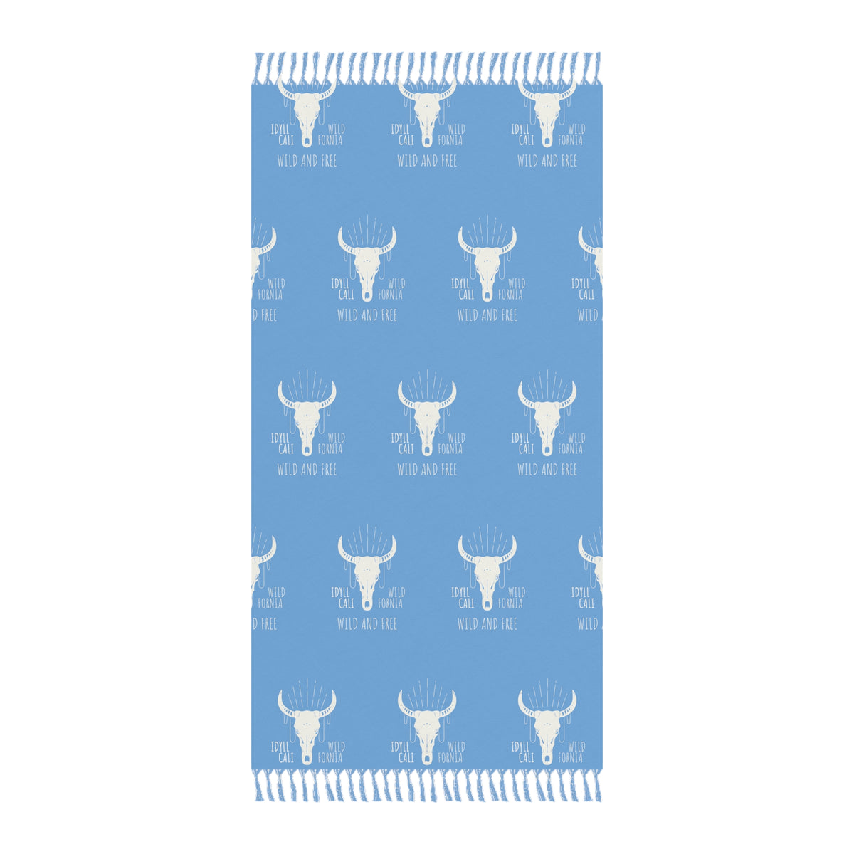Boho Beach Cloth IdyllWild and Free Longhorn Pattern Light Blue