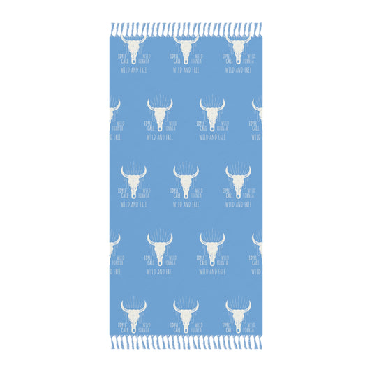 Boho Beach Cloth IdyllWild and Free Longhorn Pattern Light Blue