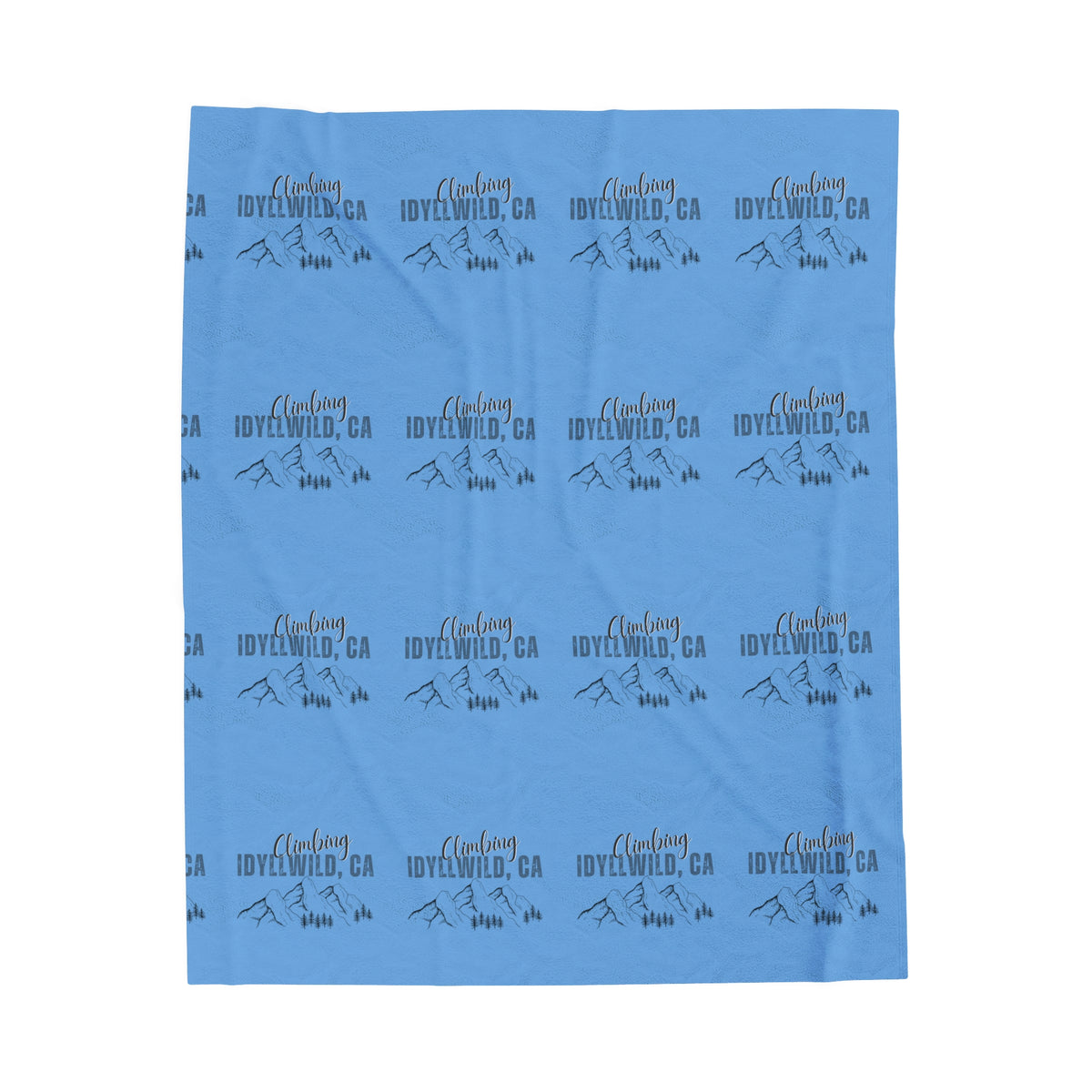 Velveteen Plush Blanket Climbing Idyllwild Blue Pattern
