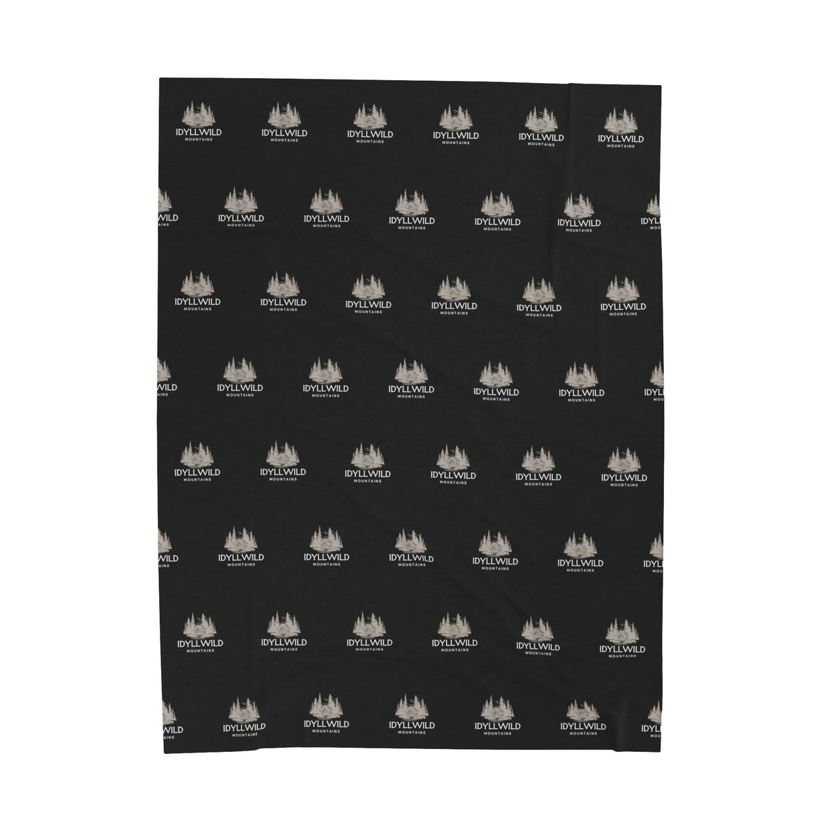 Velveteen Plush Blanket Idyllwild Cabin in the Woods Badge Pattern Black