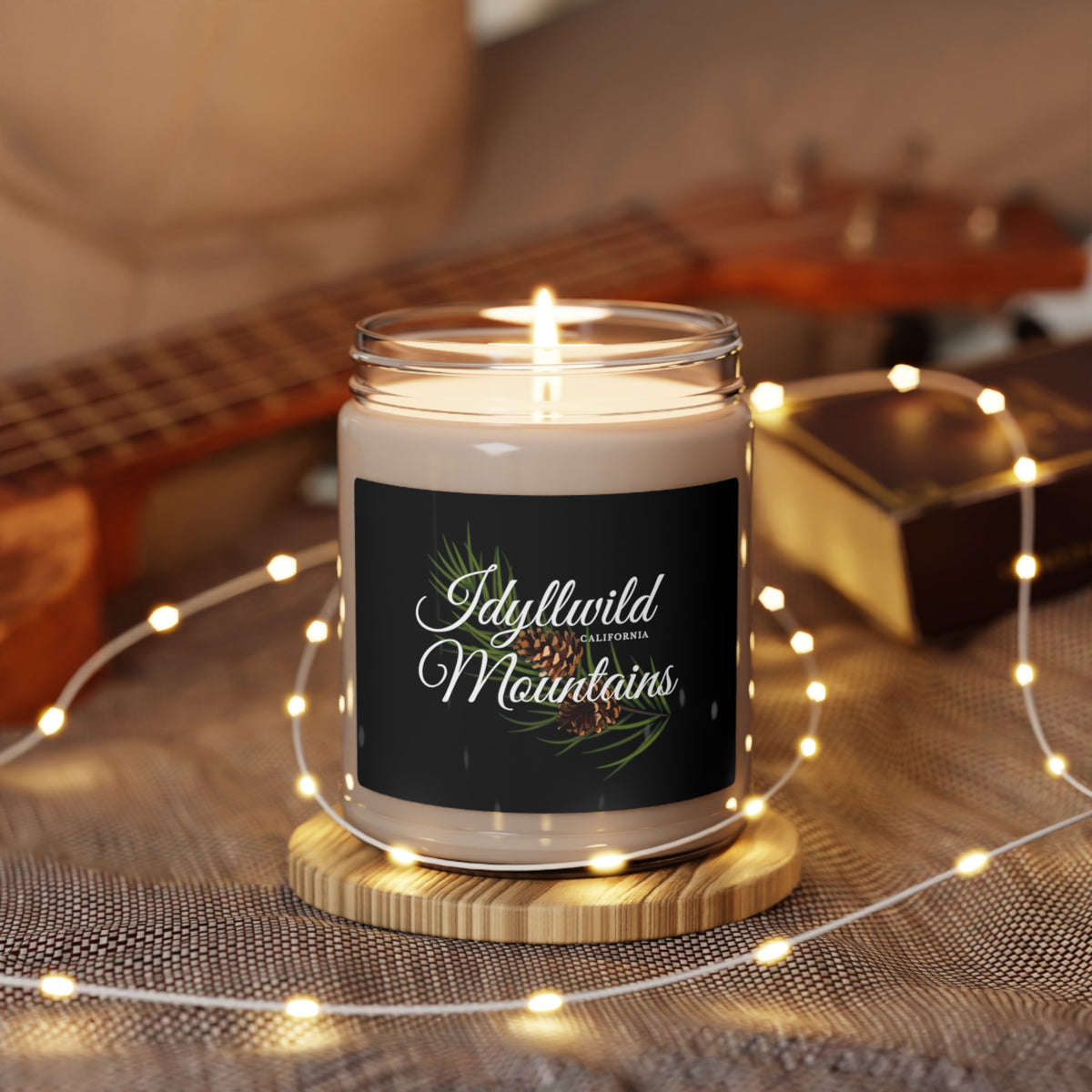 Scented Soy Candle, 9oz Idyllwild Mountains Pine Cones Black Label