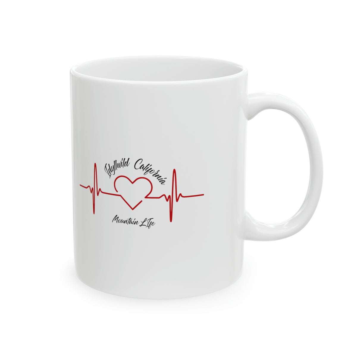 Ceramic Mug, 11oz Idyllwild Mountain Life Heartbeat