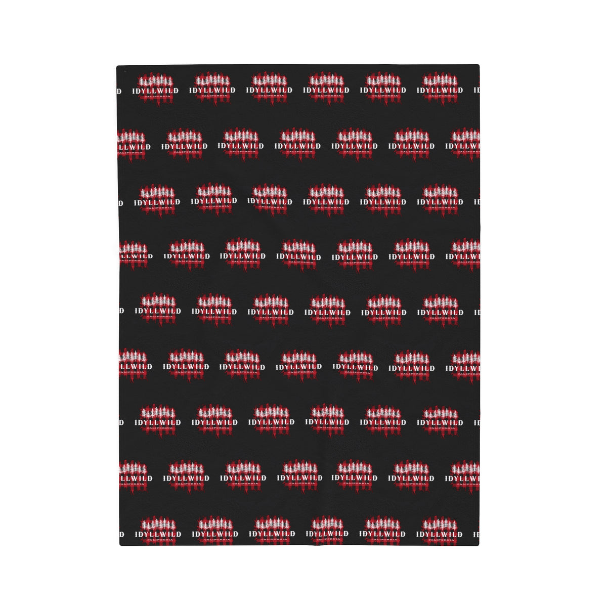 Velveteen Plush Blanket Red Buffalo White Pines Pattern Black