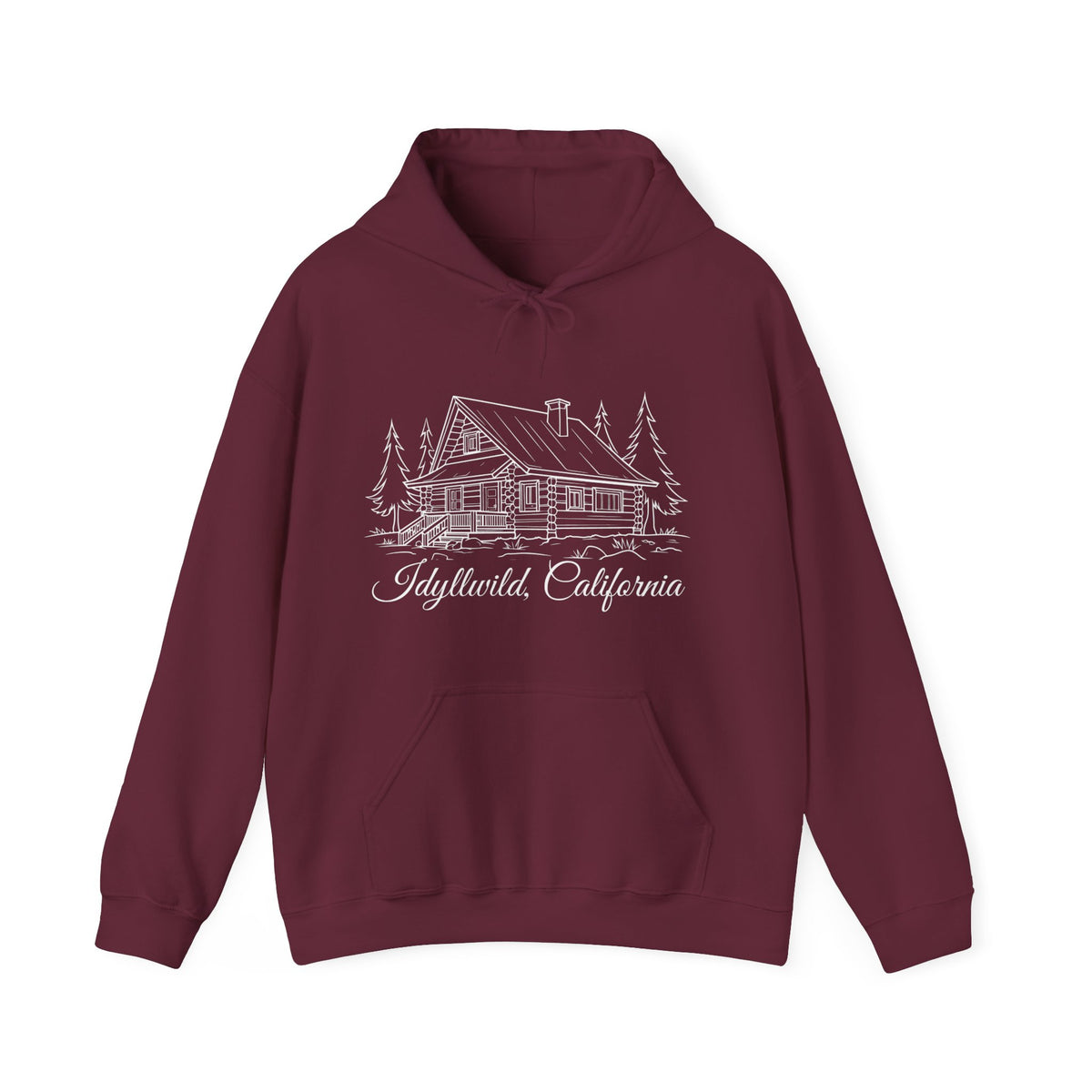 Unisex Heavy Blend™ Hooded Sweatshirt Idyllwild California Big Cabin Sketch