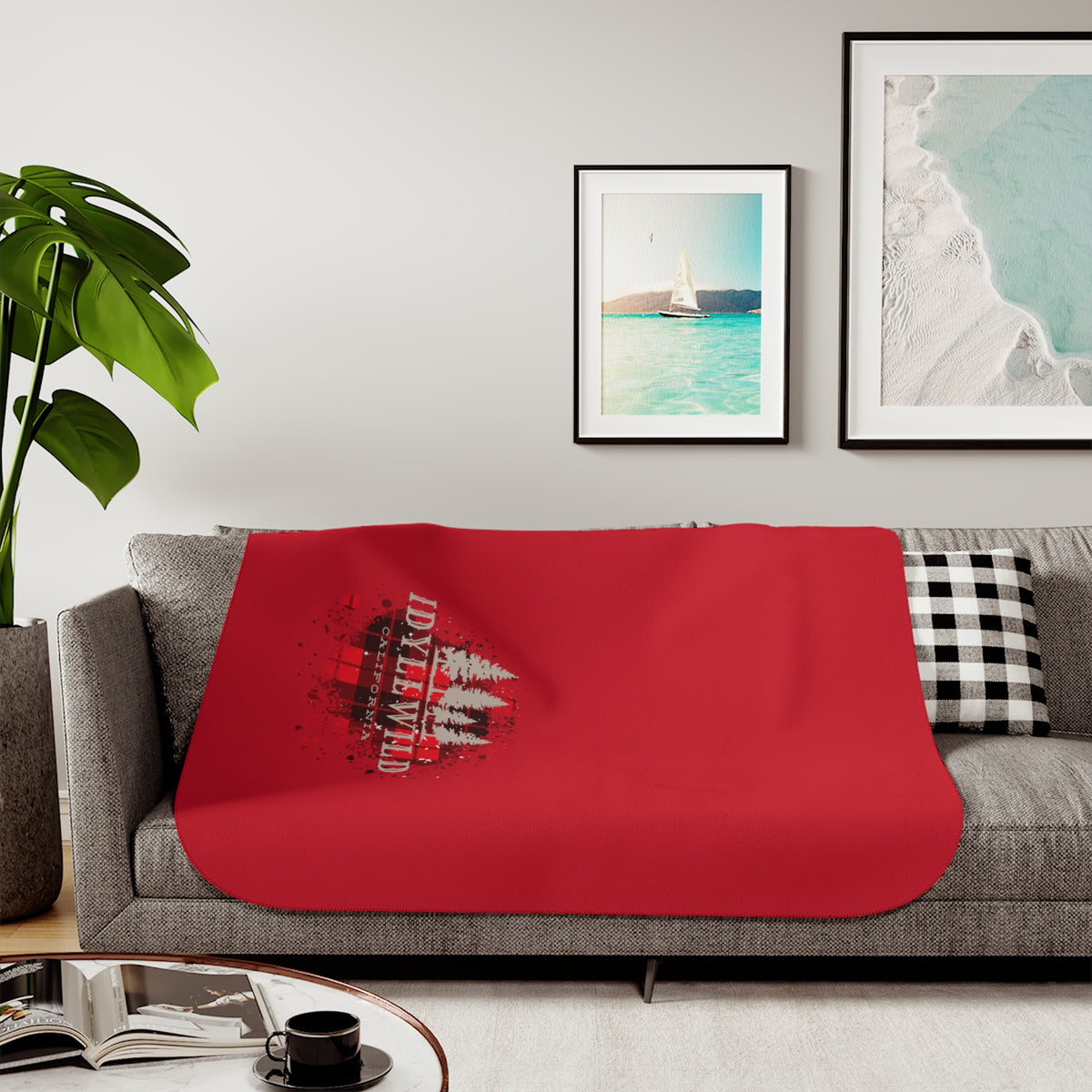 Sherpa Blanket, Two Colors Red Buffalo tan Pine